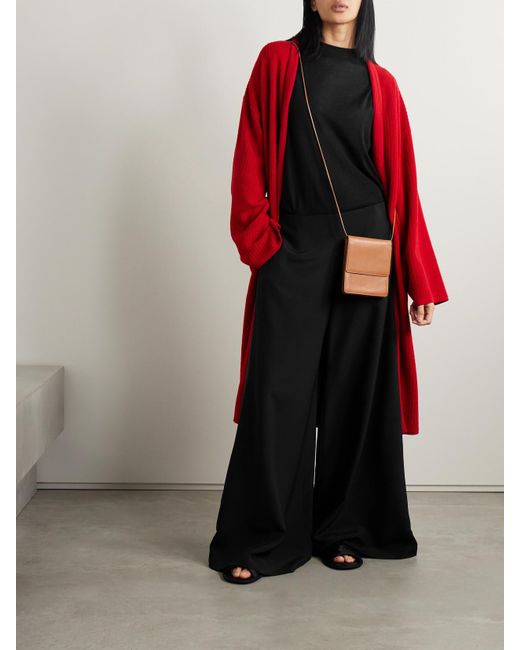The Row Black Paras Pleated Wool-Twill Wide-Leg Pants