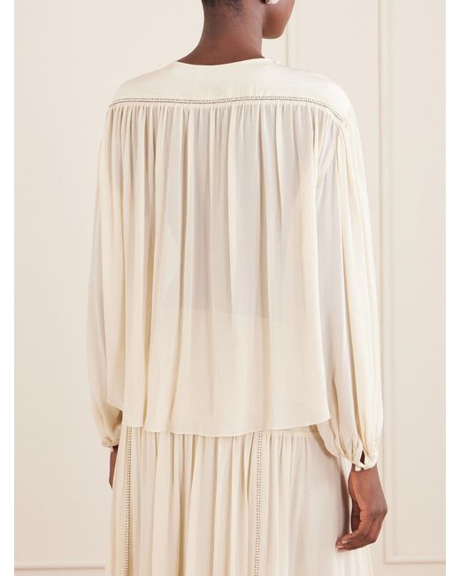 Isabel Marant Natural Nuna Bead-Embellished Silk Blouse