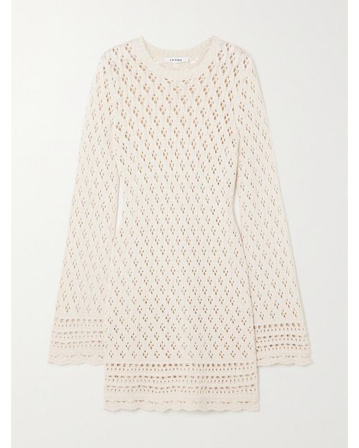 FRAME Natural Net Sustain Crocheted Organic Cotton And Silk-Blend Mini Dress