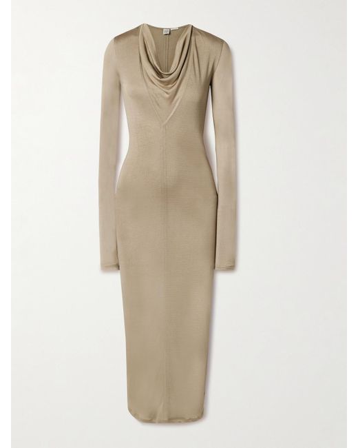 Totême  Natural Maxikleid Aus Stretch-Jersey Mit Raffungen