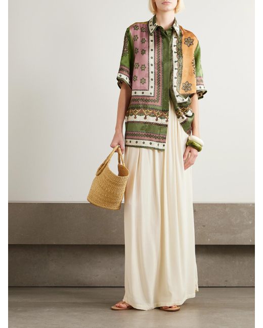 ALÉMAIS Gray Contina Printed Satin-Jacquard Shirt