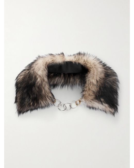 Jil Sander Brown Embellished Shearling Collar
