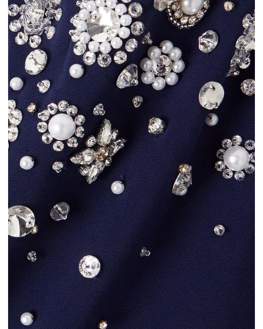 Jenny Packham Blue Jupiter Embellished Crepe Midi Dress