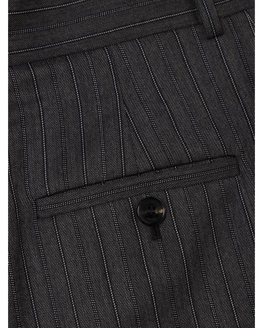 Loewe Black Pinstriped Wool Wide-Leg Pants