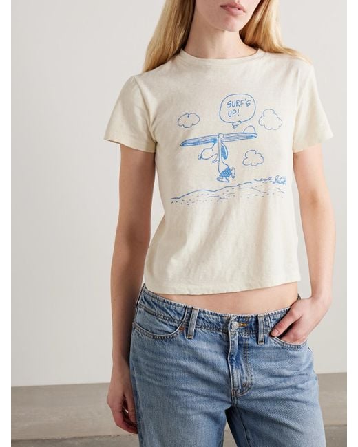 T-Shirt En Jersey De Coton Imprimé Snoopy Surf's Up X Peanuts Re/done en coloris Natural