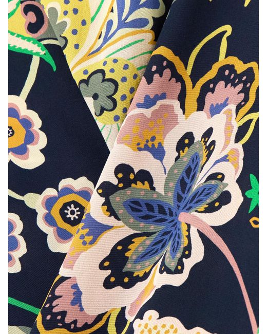 Alix Of Bohemia Blue Farah Printed Silk Crepe De Chine Flared Pants