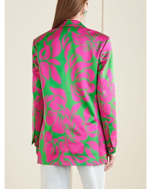 Dries Van Noten Pink Floral-Print Satin Blazer