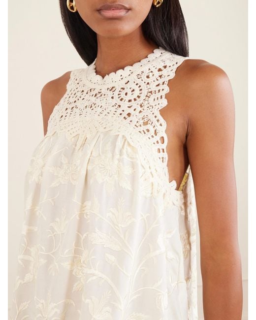 Sea Natural Alina Lace-Embroidered Satin Blouse