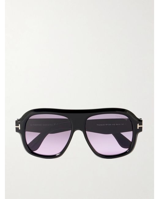 Tom Ford Black Rhonda Aviator-Style Acetate Sunglasses
