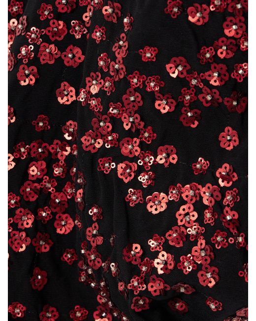 Staud Red Florentina Embellished Ruched Tulle Midi Dress