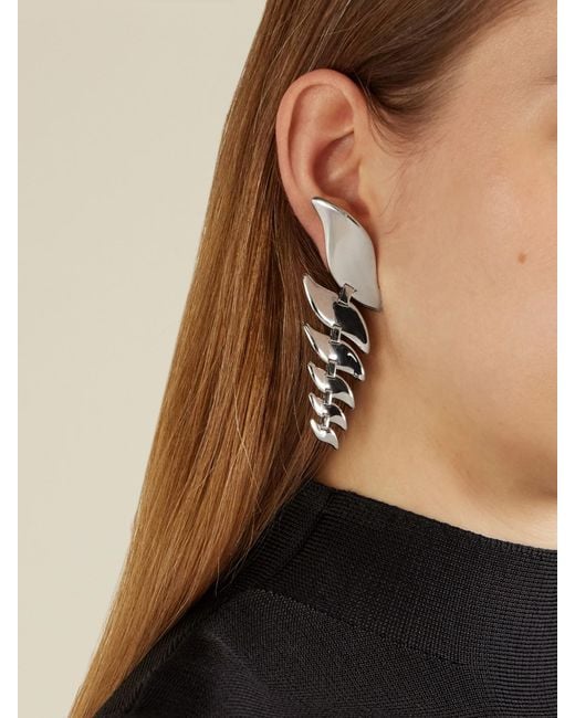 Khaite White Leaf-Tone Earrings