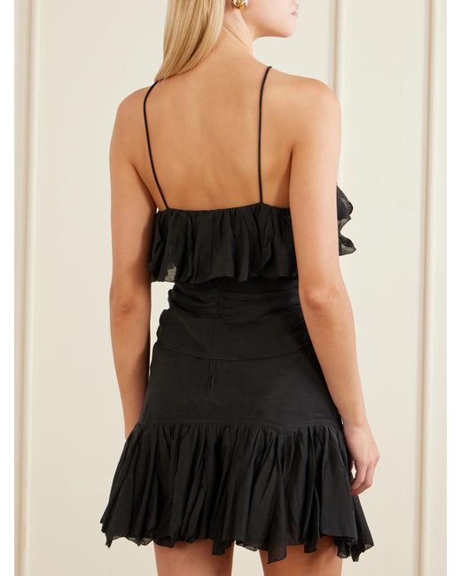 Isabel Marant Black Djimia Ruffled Cotton-Blend Tank