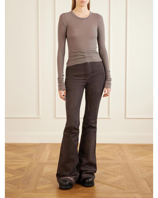 Rick Owens Gray Bolan High-Waist Flared Jeans