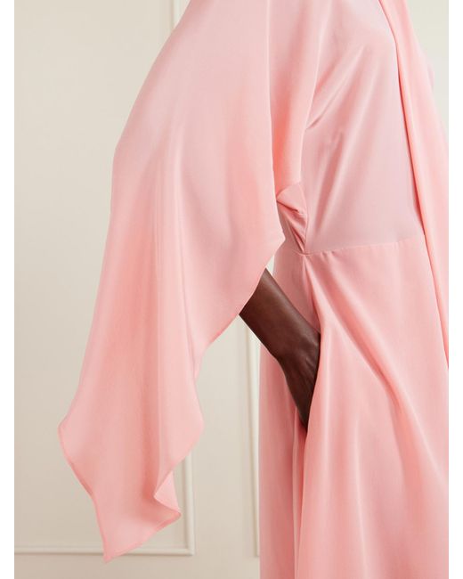 Stella McCartney Pink Tie-Detailed Silk Midi Dress