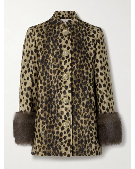 Valentino Garavani Multicolor Leopard-Print Plush-Trimmed Wool-Felt Jacket