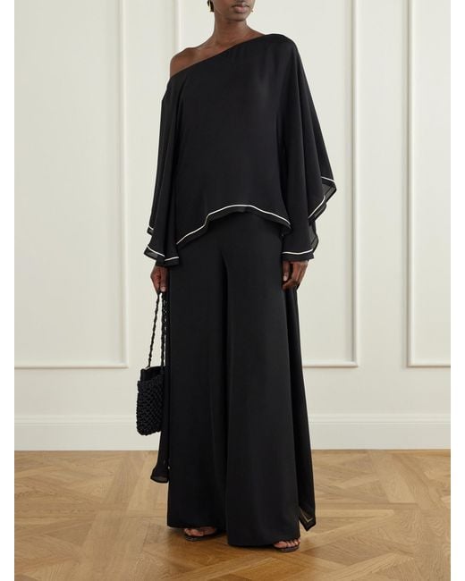 ANDRES OTALORA Black Permanecer Off-The-Shoulder Silk-Georgette Blouse