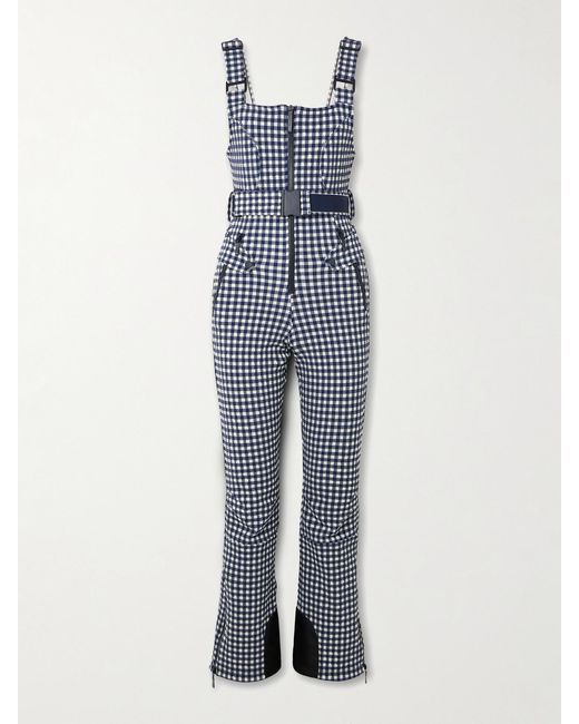 CORDOVA Blue Fernie Belted Gingham Seersucker Ski Salopettes