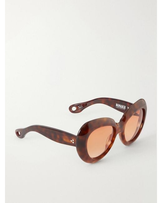 Jacques Marie Mage Brown Monarch Round-Frame Acetate Sunglasses