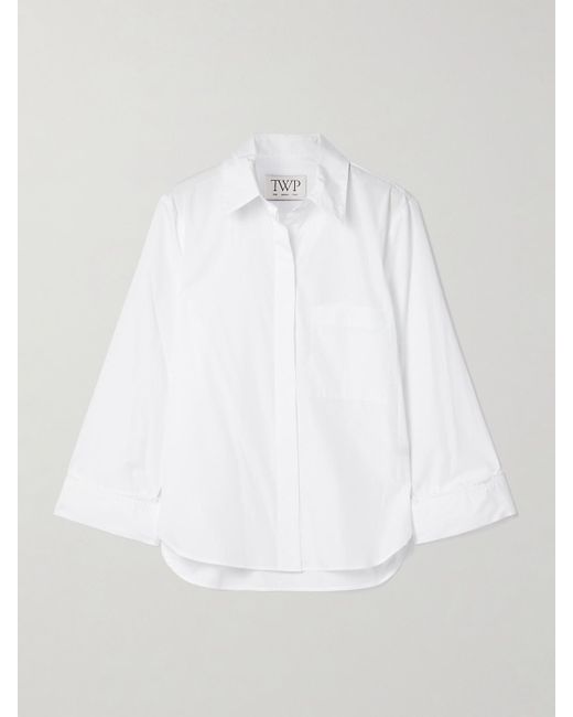 Twp White Boyfriend Cotton-Poplin Shirt
