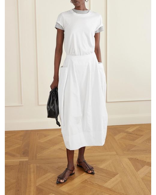 Tibi White Lantern Paneled Shell Skirt