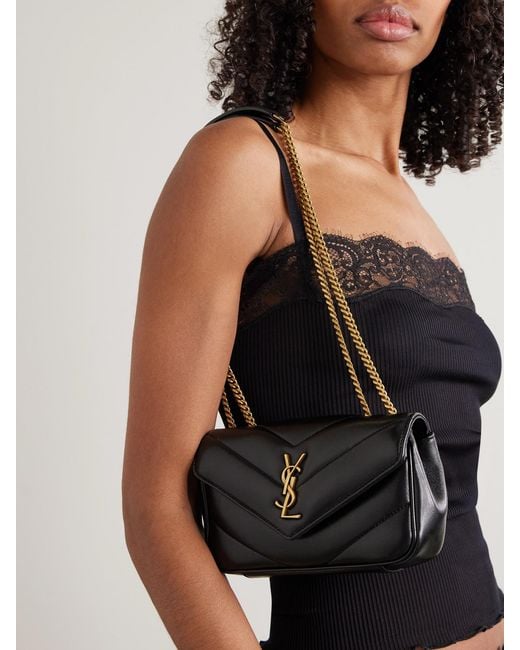 Saint Laurent Black Loulou Mini Matelassé Leather Shoulder Bag
