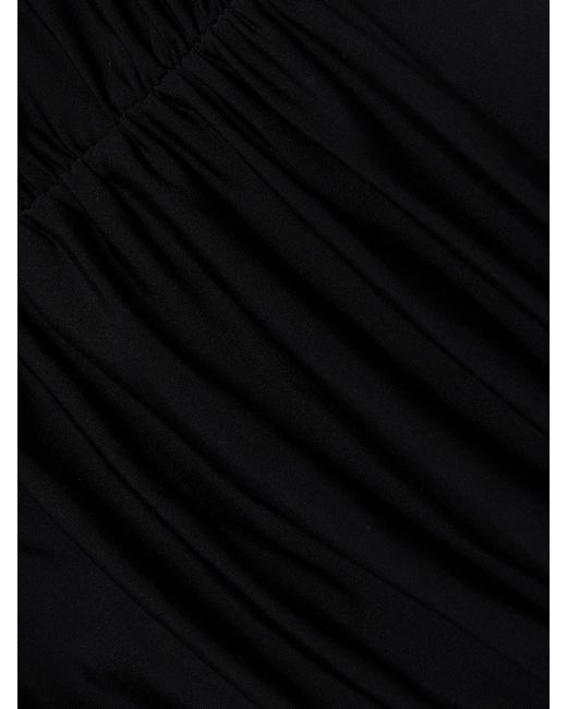 Maygel Coronel Black Net Sustain Sinú Strapless Draped Ruched Stretch-Jersey Mini Dress