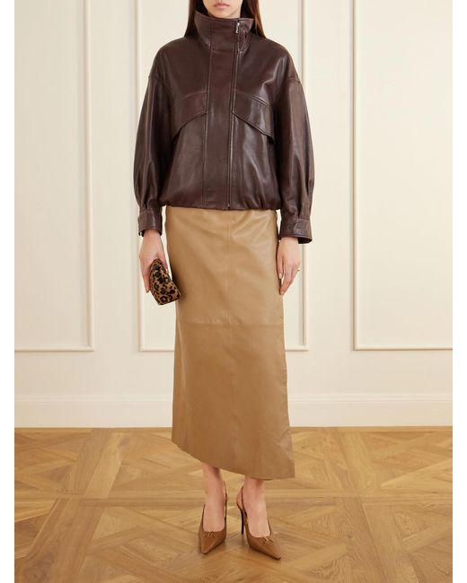 Nour Hammour Brown Leather Jacket