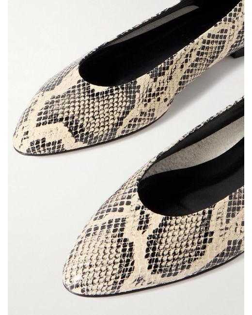 Aeyde White Ellie Snake-Effect Leather Ballet Flats