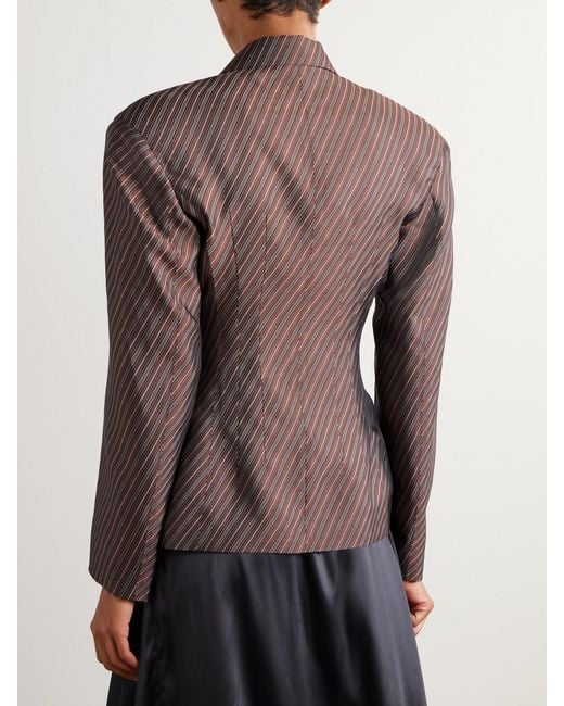 Dries Van Noten Brown Striped Jacquard Blazer