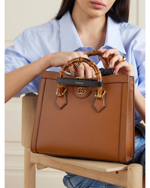 Gucci Brown Diana Kleine Tote Aus Strukturiertem Leder