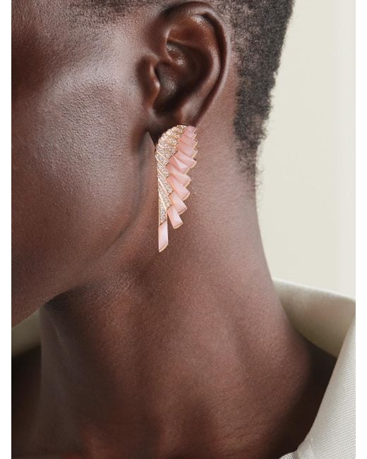 Garrard Natural Wings Rising 18-Karat Rose, Opal And Diamond Earrings