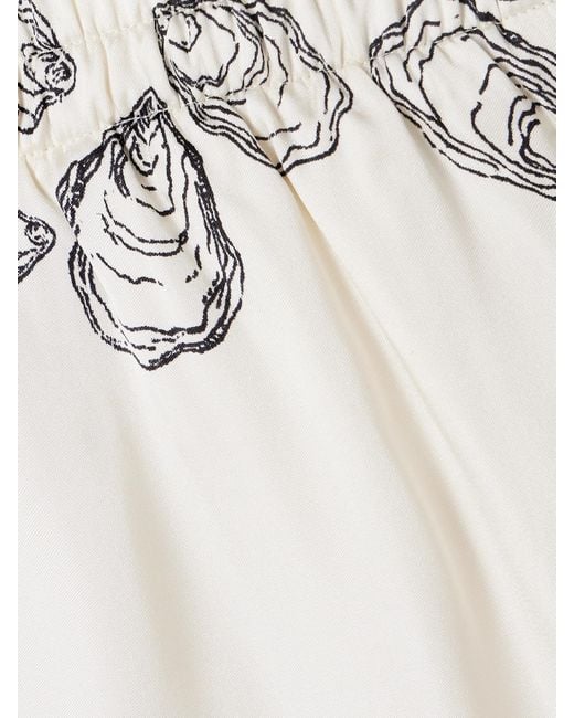 Anine Bing Natural Kam Printed Silk-Blend Charmeuse Shorts
