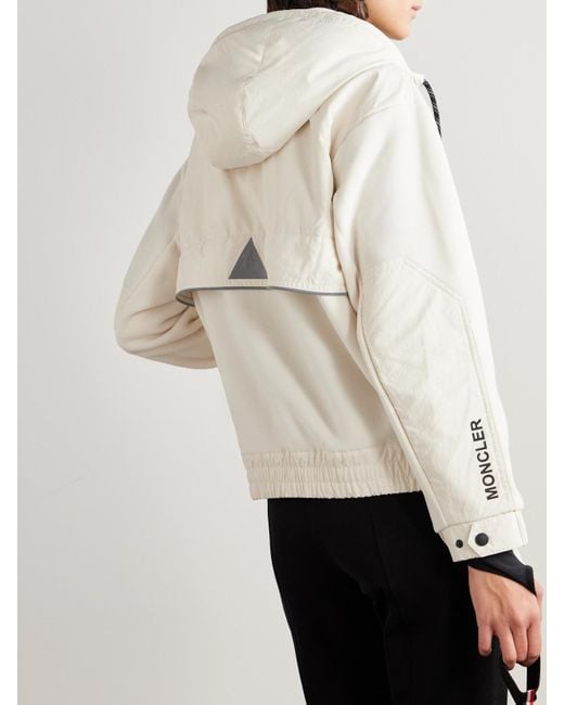 Moncler Natural Hooded Shell-Trimmed Fleece Ski Jacket