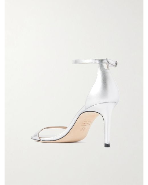 Stuart Weitzman Natural Nudist Ii Sandalen Aus Metallic-Leder