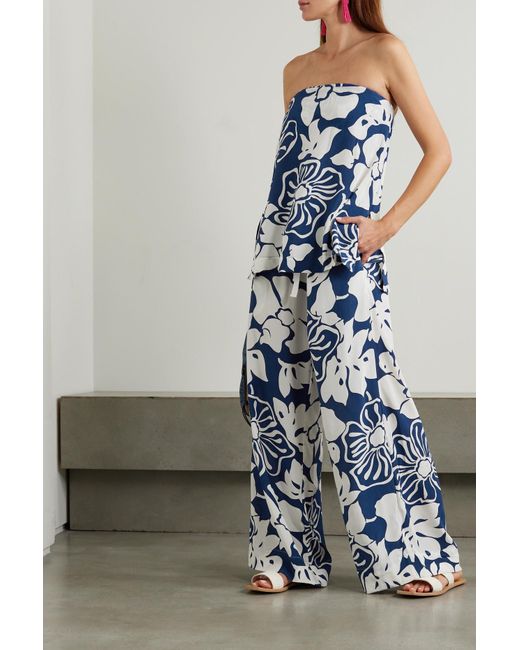 Faithfull The Brand Blue + Net Sustain Kartika Floral-print Woven Wide-leg Pants