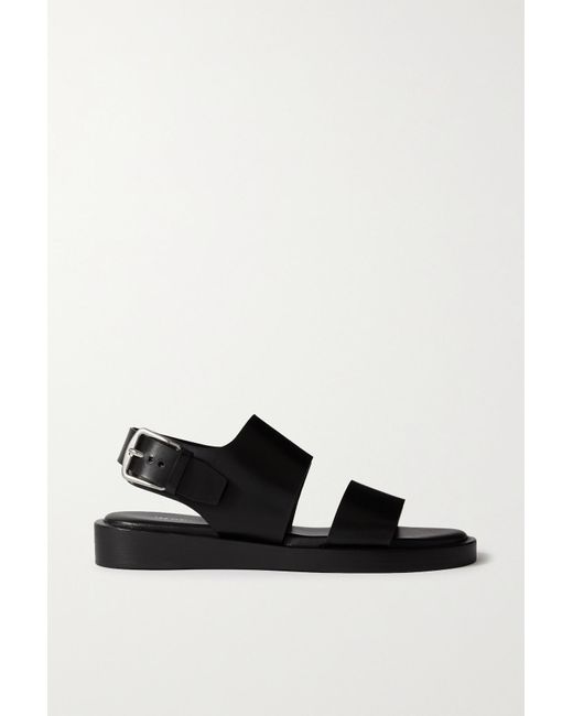 Ann Demeulemeester Lore Leather Slingback Sandals in Black - Lyst