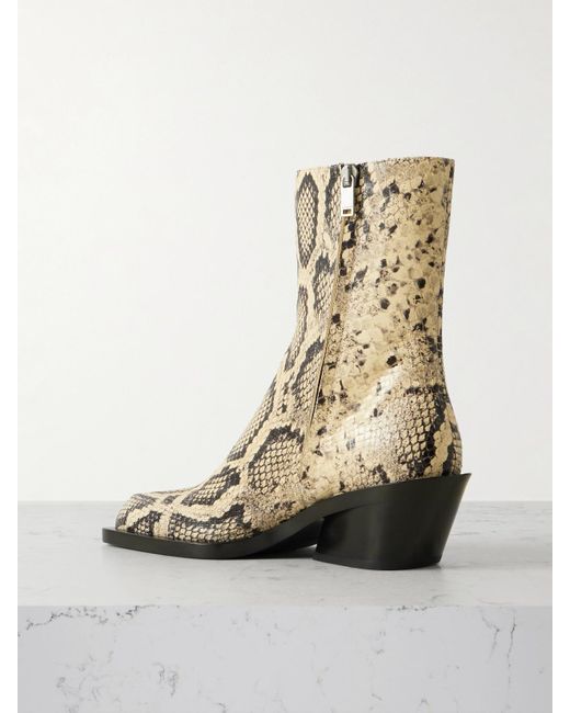 Jil Sander Natural Ankle Boots Aus Leder Mit Schlangeneffekt