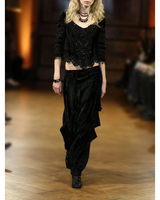 Anna Sui Black Velvet Maxi Skirt