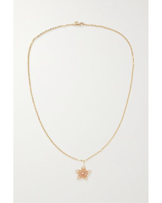 Sydney Evan Natural Large Plumeria Kette Aus 14 Karat Mit Diamanten Und Saphiren