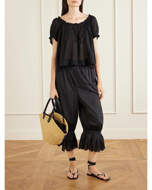 Doen Black Frederica Organic Cotton-Voile Blouse