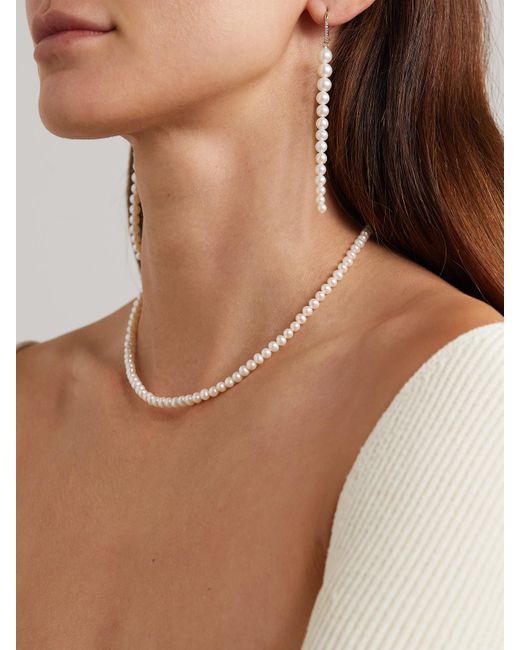 Mateo White 14-Karat, Pearl And Diamond Earrings