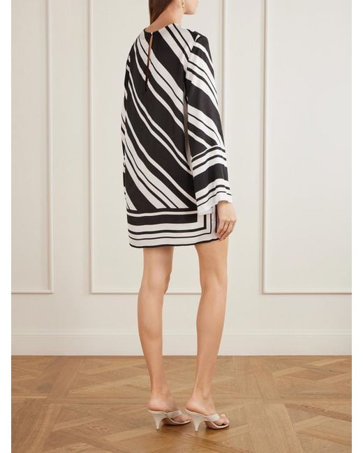 Brandon Maxwell Black The Leni Striped Twill Mini Dress