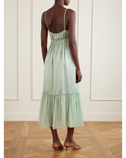 Ulla Johnson Green Marielle Silk Maxi Dress