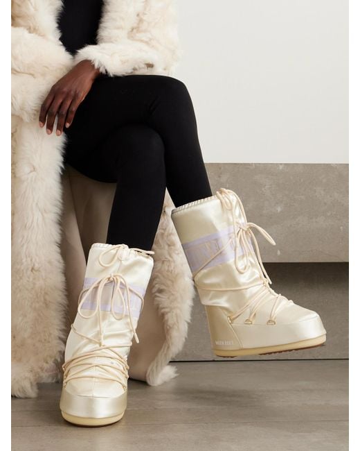Moon Boot White Icon Pearly Schneestiefel Aus Satin Und Pvc