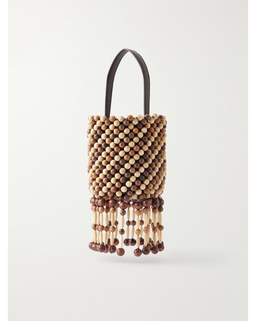 Rabanne White Beaded Mini Wood Shoulder Bag