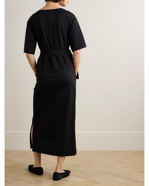 Max Mara Black Amati Midikleid Aus Stretch-Crêpe Mit Gürtel