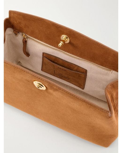 Liffner Brown Pushlock Suede Pouch