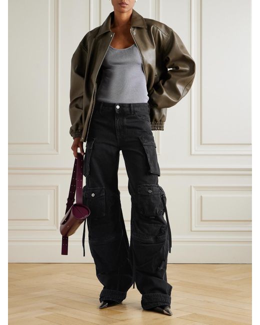 The Attico Black Low-Rise Cargo Jeans