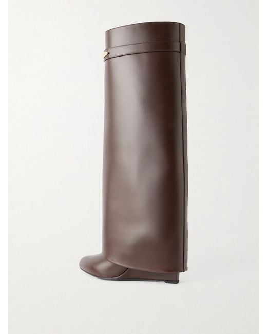 Givenchy Brown Shark Leather Knee Boots