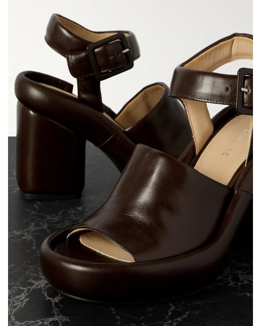 Lemaire Black Padded Leather Platform Sandals